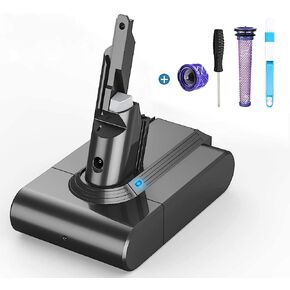 استبدال بطارية FLYLINKTECH 6000 مللي أمبير في الساعة V7 لـ Dyson V7 Animal، V7 Fluffy، V7 Mattress، V7 Motorhead Pro، V7 Trigger SV11 مكنسة كهربائية لاسلكية مع 2 حزمة مرشحات + فرشاة تنظيف + مفك براغي in Kuwait
