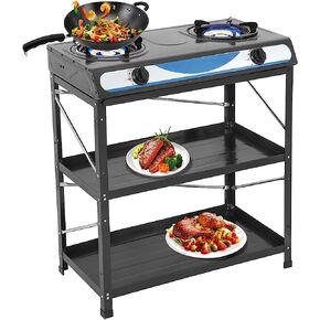 Propane Gas Stove 2 Burner Gas Stove with Removable Leg Stand Portable Gas Stove Black Auto Ignition Camping Dual Burner LPG for RV, Apartment, Outdoor in Kuwait