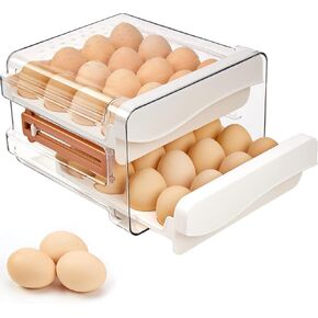 SPACY MAYA Egg Organizer for Refrigerator,Egg Storage Container for Refrigerator,Large Capacity 60 Egg Holder for Refrigerator,Egg Tray With Time Scale,Stackable Egg Drawer for Fridge and Countertop in Saudi Arabia