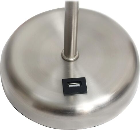 Limelights LT2044-POW منفذ شحن USB ومصباح طاولة من القماش، أبيض/وردي فاتح، 8.5 × 8.5 × 19.5 in Kuwait