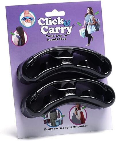 حاملة حقائب البقالة Click & Carry كما هو موضح في Shark Tank مع قبضة وسادة ناعمة (أرجواني، عبوتان) | حامل حقيبة البقالة بدون استخدام اليدين | حامل الأكياس البلاستيكية | حاملة العتاد الرياضي | انقر واحمل بسهولة in Saudi Arabia