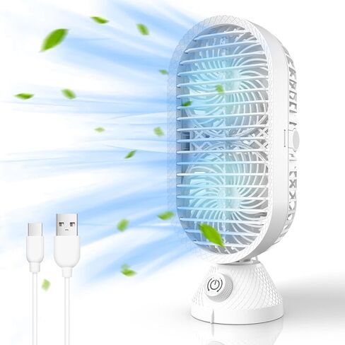 SV3CHome Desk Fan, Oscillating Fan, Small Table Fan with Strong Wind, 120° Rotation, USB Ultra Quiet Operation Cooling Fan with 60° Tilt for Office, Home, Desktop, Bedroom and Travel, White, 11 inch in Saudi Arabia