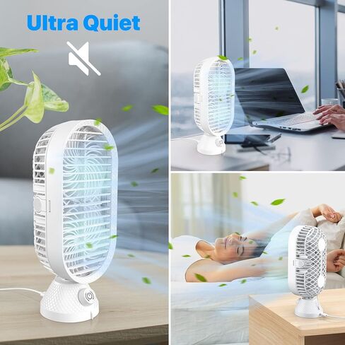 SV3CHome Desk Fan, Oscillating Fan, Small Table Fan with Strong Wind, 120° Rotation, USB Ultra Quiet Operation Cooling Fan with 60° Tilt for Office, Home, Desktop, Bedroom and Travel, White, 11 inch in Saudi Arabia
