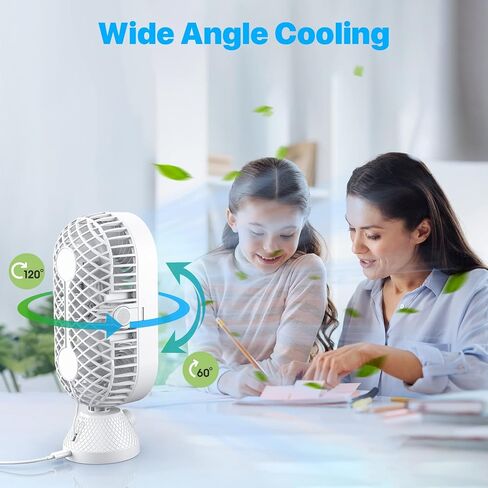 SV3CHome Desk Fan, Oscillating Fan, Small Table Fan with Strong Wind, 120° Rotation, USB Ultra Quiet Operation Cooling Fan with 60° Tilt for Office, Home, Desktop, Bedroom and Travel, White, 11 inch in Saudi Arabia