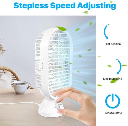 SV3CHome Desk Fan, Oscillating Fan, Small Table Fan with Strong Wind, 120° Rotation, USB Ultra Quiet Operation Cooling Fan with 60° Tilt for Office, Home, Desktop, Bedroom and Travel, White, 11 inch in Saudi Arabia