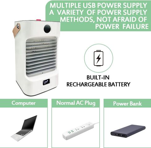 مروحة تبريد الهواء المحمولة FAZHENWJ، مبرد الهواء التبخيري بثلاث سرعات مع 7 ألوان خفيفة، مروحة مكتب تبريد تبخيري صغيرة قابلة لإعادة الشحن مع مقبض، وحدة تيار متردد للتخييم in Kuwait