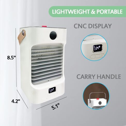 مروحة تبريد الهواء المحمولة FAZHENWJ، مبرد الهواء التبخيري بثلاث سرعات مع 7 ألوان خفيفة، مروحة مكتب تبريد تبخيري صغيرة قابلة لإعادة الشحن مع مقبض، وحدة تيار متردد للتخييم in Kuwait