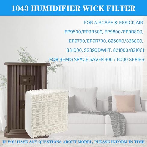 NISHCON 1043 مرشحات فتيل مرطب لـ Aircare EP9500 EP9700 EP9800 EP9R500 EP9R800 821000 826000 826800 831000 وBemis Space Saver 800/8000 Series Pack of 2 in Kuwait