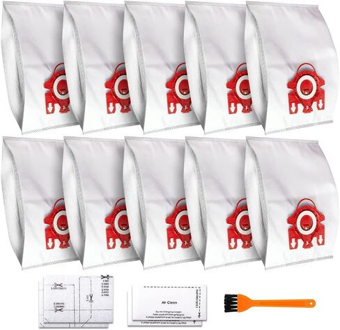 10 قطع من أكياس الغبار البديلة المتوافقة مع AirClean ثلاثية الأبعاد لـ Miele FJM، CompactC2، S241-256i، S290، S300i، S578، S700، S4، S6، سلسلة مكنسة كهربائية بعلبة تحل محل الجزء # 10123220 (10 أكياس و2 مرشحات) in Saudi Arabia