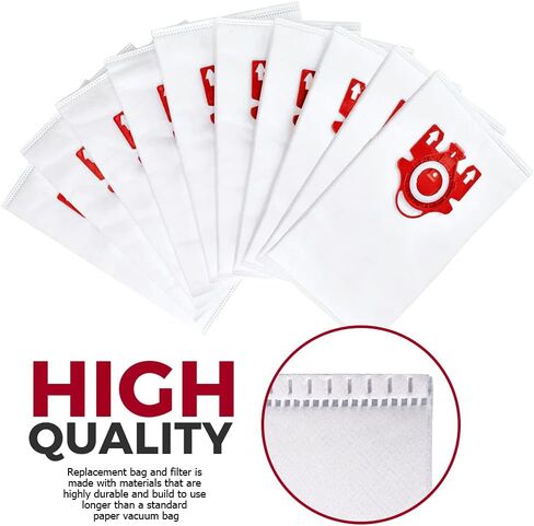 10 قطع من أكياس الغبار البديلة المتوافقة مع AirClean ثلاثية الأبعاد لـ Miele FJM، CompactC2، S241-256i، S290، S300i، S578، S700، S4، S6، سلسلة مكنسة كهربائية بعلبة تحل محل الجزء # 10123220 (10 أكياس و2 مرشحات) in Saudi Arabia