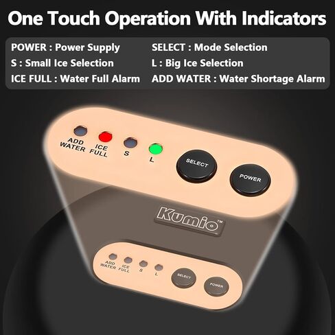 سطح عمل صانعة الثلج من كوميو، 10 قطع من الثلج الشفاف بتصميم قديم في 8 دقائق، 33 رطل/اليوم، خزان مياه 2.5 كيو تي و2 حجم ثلج (صغير/كبير)، آلة ثلج محمولة ذاتية التنظيف مع سلة ثلج ومجارف in Kuwait