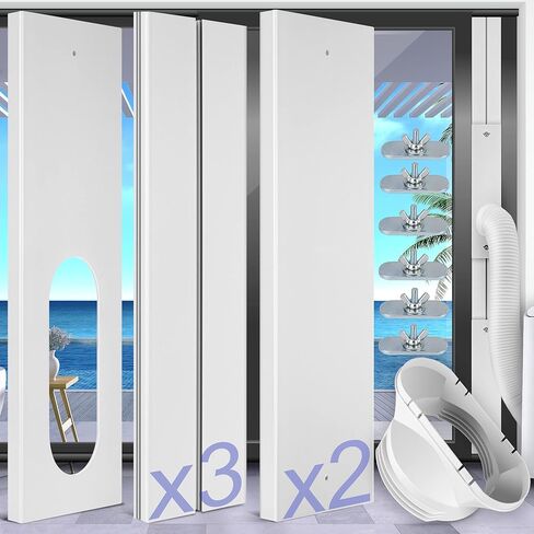 TigeJoy Sliding Door Air Conditioner Kit for 5.1 & 5.9 Inch Exhaust Hose of Portable AC, Max Adjustable Length 95 Inch Air Conditioner Window Vent Kit, Reinforced PVC Plates, Seal, Universal Coupler in Saudi Arabia