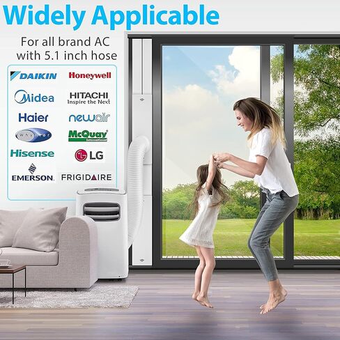 TigeJoy Sliding Door Air Conditioner Kit for 5.1 & 5.9 Inch Exhaust Hose of Portable AC, Max Adjustable Length 95 Inch Air Conditioner Window Vent Kit, Reinforced PVC Plates, Seal, Universal Coupler in Saudi Arabia