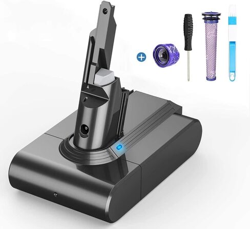 استبدال بطارية FLYLINKTECH 6000 مللي أمبير في الساعة V7 لـ Dyson V7 Animal، V7 Fluffy، V7 Mattress، V7 Motorhead Pro، V7 Trigger SV11 مكنسة كهربائية لاسلكية مع 2 حزمة مرشحات + فرشاة تنظيف + مفك براغي in Saudi Arabia