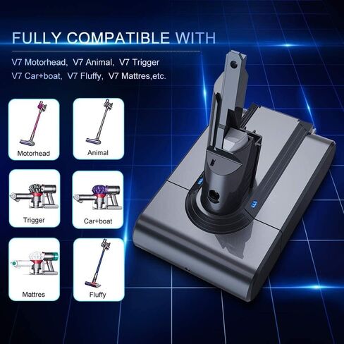 استبدال بطارية FLYLINKTECH 6000 مللي أمبير في الساعة V7 لـ Dyson V7 Animal، V7 Fluffy، V7 Mattress، V7 Motorhead Pro، V7 Trigger SV11 مكنسة كهربائية لاسلكية مع 2 حزمة مرشحات + فرشاة تنظيف + مفك براغي in Saudi Arabia