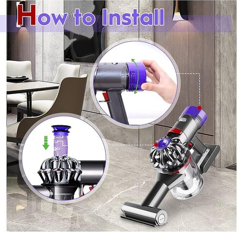 استبدال بطارية FLYLINKTECH 6000 مللي أمبير في الساعة V7 لـ Dyson V7 Animal، V7 Fluffy، V7 Mattress، V7 Motorhead Pro، V7 Trigger SV11 مكنسة كهربائية لاسلكية مع 2 حزمة مرشحات + فرشاة تنظيف + مفك براغي in Saudi Arabia