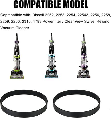 أحزمة بديلة لـ Bissell 2252، 2254، 2259، 22543، 2256، 2258، 1793 Powerlifter/CleanView Swivel Rewind Pet Vacuum Cleaner (عبوتان) in Kuwait