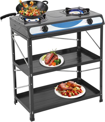 Propane Gas Stove 2 Burner Gas Stove with Removable Leg Stand Portable Gas Stove Black Auto Ignition Camping Dual Burner LPG for RV, Apartment, Outdoor in Kuwait
