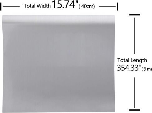 VEELIKE 15.74"x118.11" Silver Stainless Steel Contact Paper Rust Resistance Waterproof Removable Peel and Stick Wallpaper for Metal Surface Kitchen Cabinet Refrigerator Elevator Door in Kuwait