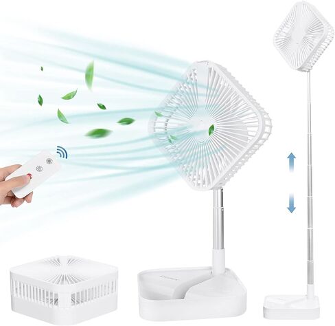 Comix Portable Pedestal Fan, Folding Desk Fan with Adjustable Height, 7200mah Rechargeable Battery Powered Fan for Personal Bedroom Office Outdoor Camping Fishing in Saudi Arabia