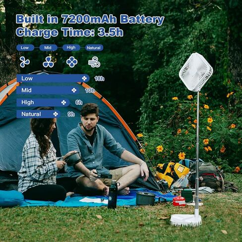 Comix Portable Pedestal Fan, Folding Desk Fan with Adjustable Height, 7200mah Rechargeable Battery Powered Fan for Personal Bedroom Office Outdoor Camping Fishing in Saudi Arabia