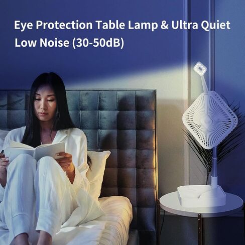 Comix Portable Pedestal Fan, Folding Desk Fan with Adjustable Height, 7200mah Rechargeable Battery Powered Fan for Personal Bedroom Office Outdoor Camping Fishing in Saudi Arabia