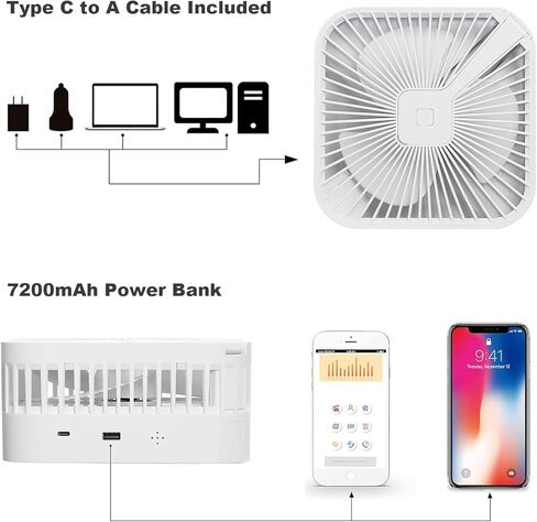 Comix Portable Pedestal Fan, Folding Desk Fan with Adjustable Height, 7200mah Rechargeable Battery Powered Fan for Personal Bedroom Office Outdoor Camping Fishing in Saudi Arabia