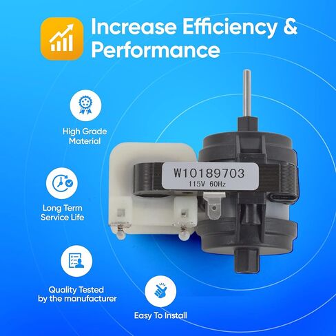 محرك مروحة مبخر الثلاجة W10189703 - مناسب تمامًا متوافق مع Whirlpool Maytag Kenmore - يستبدل WPW10189703 W10208121 2219647 in Kuwait