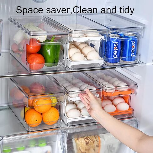 موزع بيض القمر للثلاجة - 24 حامل بيض دوار للثلاجة وحاوية تخزين البيض ودرج البيض للثلاجة وصينية البيض للثلاجة مع 4 ملاعق، رمادي in Kuwait