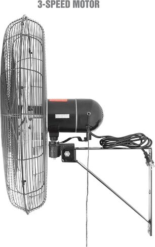 OEMTOOLS OEM24884 30" Oscillating Wall Fan 9500 CFM Max Wall Mount Oscillating Fan, Large Industrial Fan Wall Mount Fans, Oscillating Garage Fans, Wall Mounted Shop Fans, Heavy Duty, 30 Inch in Saudi Arabia