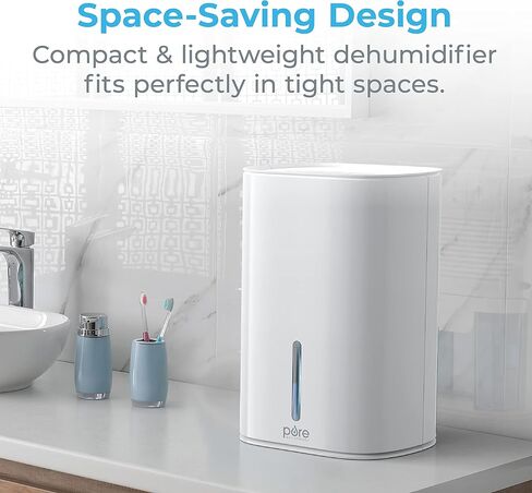 Pure Enrichment® PureDry™ Mini Dehumidifier - Compact Water Tank Eliminates 300ml/day in Excess Moisture from Closets, Bathrooms, Boats, Kitchens and Other Small Rooms and Living Spaces in Saudi Arabia