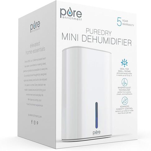 Pure Enrichment® PureDry™ Mini Dehumidifier - Compact Water Tank Eliminates 300ml/day in Excess Moisture from Closets, Bathrooms, Boats, Kitchens and Other Small Rooms and Living Spaces in Saudi Arabia