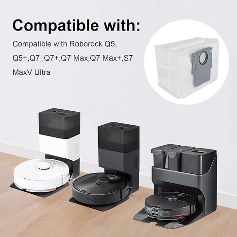 أكياس غبار مفرغة متوافقة مع Roborock S7 MaxV Ultra/Q5/Q5+/Q7/Q7+/Q7 Max مكنسة كهربائية للتخلص من الأوساخ - 8 عبوات in Kuwait