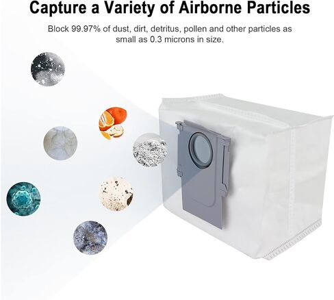 أكياس غبار مفرغة متوافقة مع Roborock S7 MaxV Ultra/Q5/Q5+/Q7/Q7+/Q7 Max مكنسة كهربائية للتخلص من الأوساخ - 8 عبوات in Kuwait