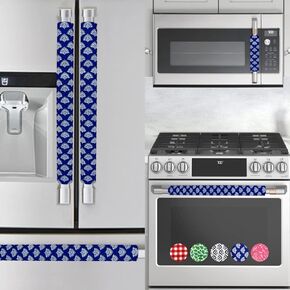 5-Piece Refrigerator Door Handle Covers Kitchen Decor and Accessories Use on Kitchen Appliance Stove Oven Dishwasher Microwave Fridge Handle Cover Kitchen Accessories (Blue Garden)