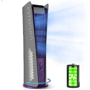 10000mAh Tower Fan for Bedroom,Quiet Floor Fan,180° Oscillating Bladeless Fan,Portable Fan with 3 Speeds, Timer, Night Light, LED Display,Rechargeable Desk Fan for Home Office