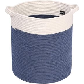 سلة حبل Univivi، صناديق تخزين باللونين الأبيض والأزرق الداكن، سلال منسوجة كبيرة للتخزين والملابس والمناشف والألعاب... in Kuwait