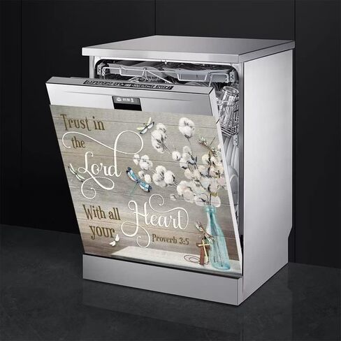 Cotton Vase Flower Magnet Cover Dishwasher Stickers Farm Kapok Panel Decal Dragonflies Cross Dishwasher Magnetic Refrigerator Decal Fridge Door Kitchen Home Appliance Decor Vinyl 23Wx26H INCH in Saudi Arabia