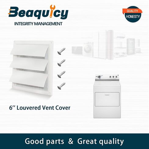 غطاء فتحة تهوية المجفف من Beaquicy مقاس 6 بوصات لمخرج غطاء فتحة التهوية بالجدار الخارجي (إجمالي حجم الوحدة 8 × 8 بوصات) in Kuwait