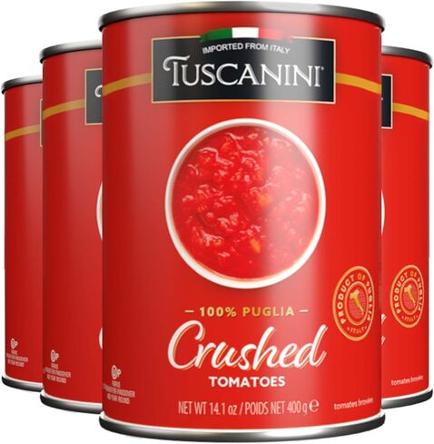 Tuscanini Crushed Tomatoes 14.1oz (4 Pack) | Imported From Italy | Delicious Taste & Texture, Great In Pasta Dishes | BPA Free Lined Can | Kosher (Including Passover) in Saudi Arabia