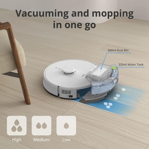 + مكنسة كهربائية وممسحة روبوت 360 S8، رسم خرائط ذكي مخصص، ملاحة LiDAR، شفط قوي 2700 باسكال، عمل شحن ذاتي مع Alexa/WiFi/APP، مثالي للسجاد وشعر الحيوانات الأليفة in Kuwait