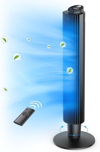 مروحة برج مع جهاز تحكم عن بعد، باريس رون 90 درجة مروحة تبريد هادئة متأرجحة، ارتفاع قابل للتعديل 42 بوصة أو 36 بوصة، 5 سرعات، وضع السكون، مؤقت 12 ساعة، مروحة غرفة طويلة قائمة لغرفة النوم والمكتب والمنزل in Kuwait