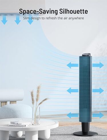 مروحة برج مع جهاز تحكم عن بعد، باريس رون 90 درجة مروحة تبريد هادئة متأرجحة، ارتفاع قابل للتعديل 42 بوصة أو 36 بوصة، 5 سرعات، وضع السكون، مؤقت 12 ساعة، مروحة غرفة طويلة قائمة لغرفة النوم والمكتب والمنزل in Kuwait