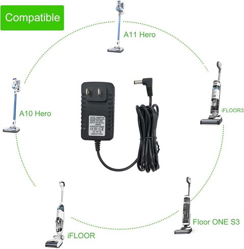 استبدال شاحن لمكنسة TINECO A10 A11 S3 iFLOOR3، YLS0241A-T260080 سلك شحن محول تيار متردد 26 فولت 6 أقدام - PDEEY in Kuwait