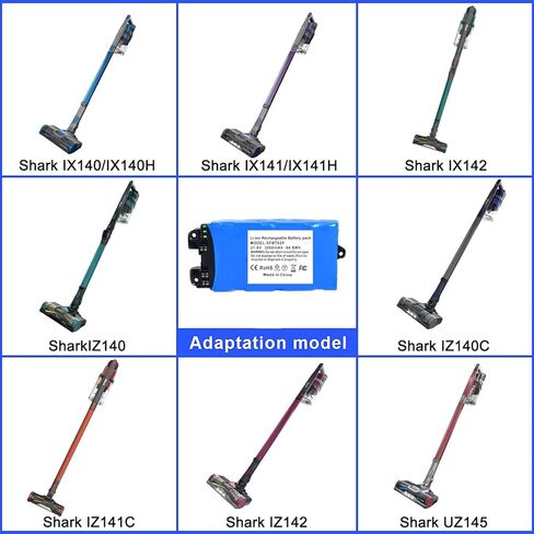 Szxtdzsw 21.6V 3000mah استبدال لبطارية Shark XFBT620، متوافقة مع Shark IX140 IX141 IX141H IX142 IZ140 IZ140C IZ141C IZ142 UZ145 IX144AMZ WZ140 مكنسة كهربائية لاسلكية، أزرق سماوي in Kuwait