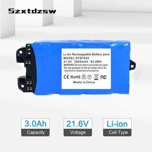 Szxtdzsw 21.6V 3000mah استبدال لبطارية Shark XFBT620، متوافقة مع Shark IX140 IX141 IX141H IX142 IZ140 IZ140C IZ141C IZ142 UZ145 IX144AMZ WZ140 مكنسة كهربائية لاسلكية، أزرق سماوي in Kuwait