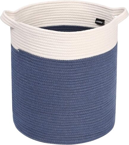سلة حبل Univivi، صناديق تخزين باللونين الأبيض والأزرق الداكن، سلال منسوجة كبيرة للتخزين والملابس والمناشف والألعاب... in Kuwait
