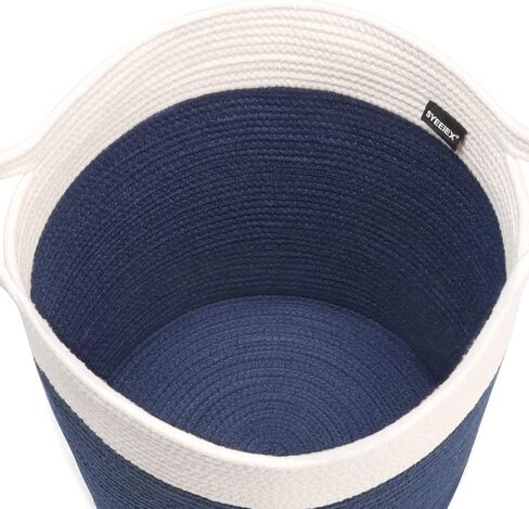 سلة حبل Univivi، صناديق تخزين باللونين الأبيض والأزرق الداكن، سلال منسوجة كبيرة للتخزين والملابس والمناشف والألعاب... in Kuwait