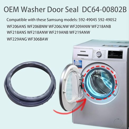 حشية ختم باب الغسالة المطورة متوافقة مع DC64-00802B WF42H5000AW WF42H5200AP WF42H5200AW WF42H5200AF/A2-00 بديل DC97-18094B AP5917067 PS960623 9 9 in Kuwait