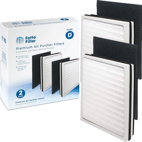 Fette Filter - Air Purifier Filter Compatible with Idylis Air Purifiers Type D. Compatible with IAF-H-100D, AC-2118 AC-2123, IAP-10-280, 1AP10280. Includes 1 HEPA Filter & 1Carbon Filter. in Saudi Arabia